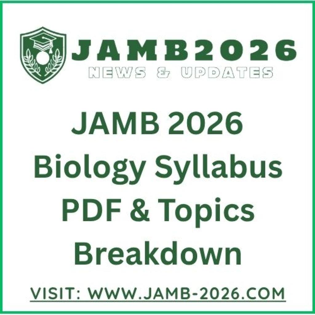 JAMB 2026 Biology Syllabus PDF & Topics Breakdown